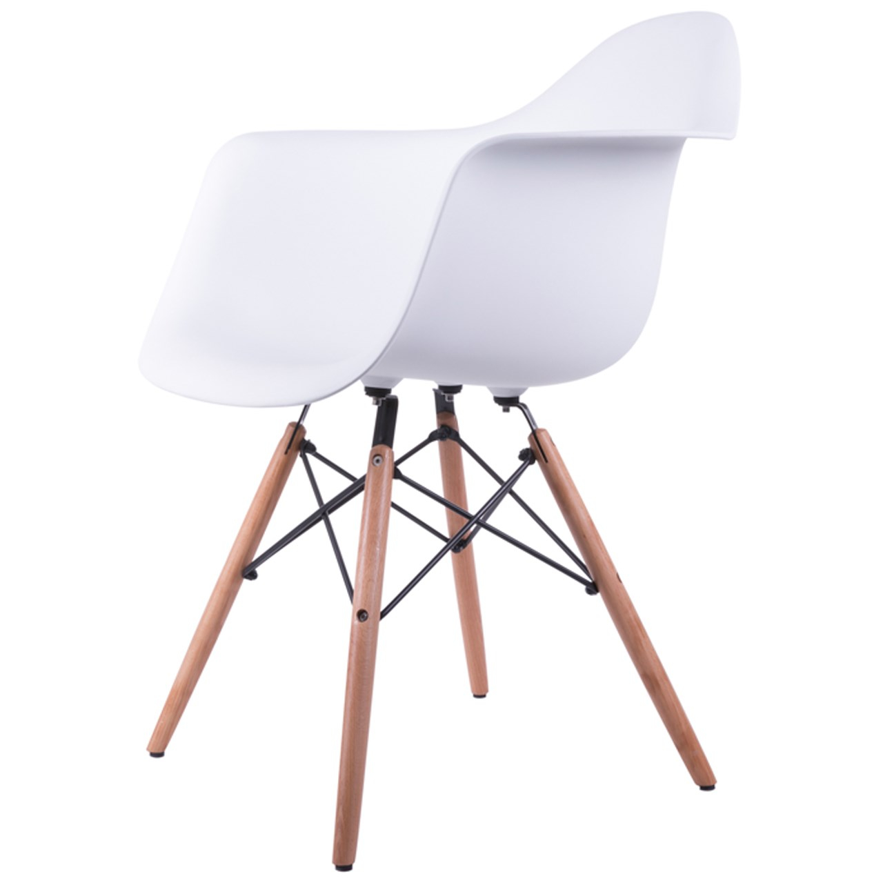 White armchair with online wooden legs