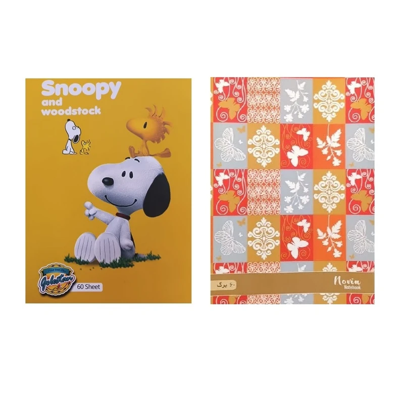 دفتر مشق 60 برگ مدل نوین گل مجموعه 2 عددی