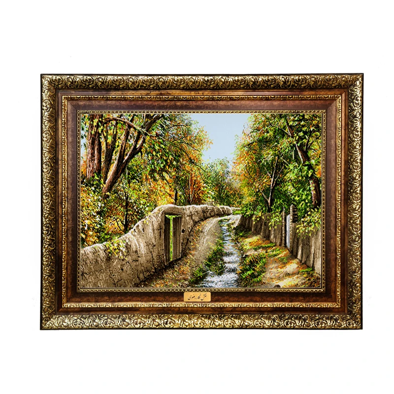 تابلو فرش ماشینی نقش نگار رضوی طرح کوچه باغ کد 1884KH