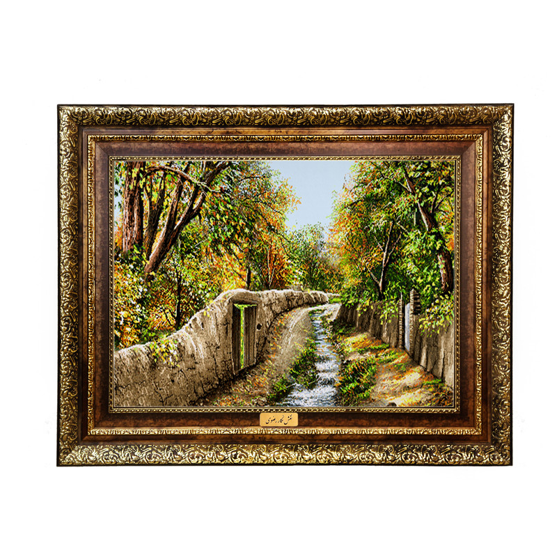 تابلو فرش ماشینی نقش نگار رضوی طرح کوچه باغ کد 1884KH