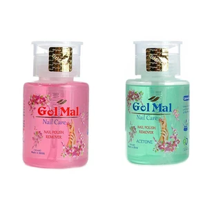 پک 2 عددی لاک پاک کن گل مل مدل پمپی  Nail Care به همراه لاک پاک کن پمپی حاوی استون با رایحه خوش گل مل حجم 2 عدد 300 میلی لیتر