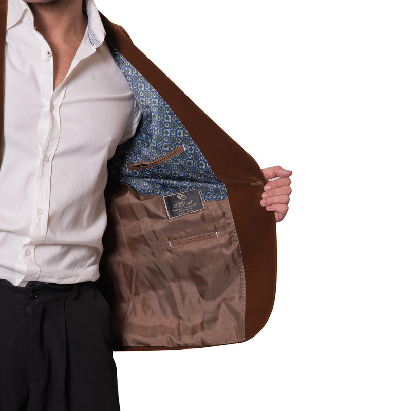 کت تک مردانه مدل مخمل ساده 1-1 رنگ شتری