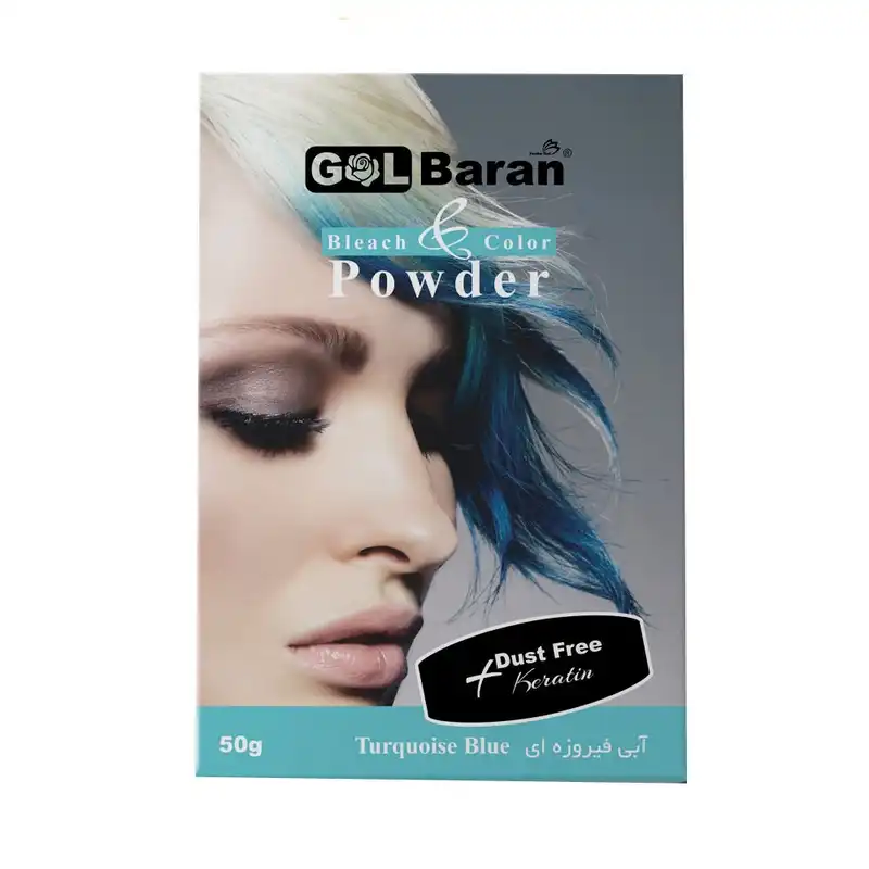 پودر دکلره گلباران مدل NW2 وزن 50 گرم رنگ آبی فیروزه ای بسته 2 عددی