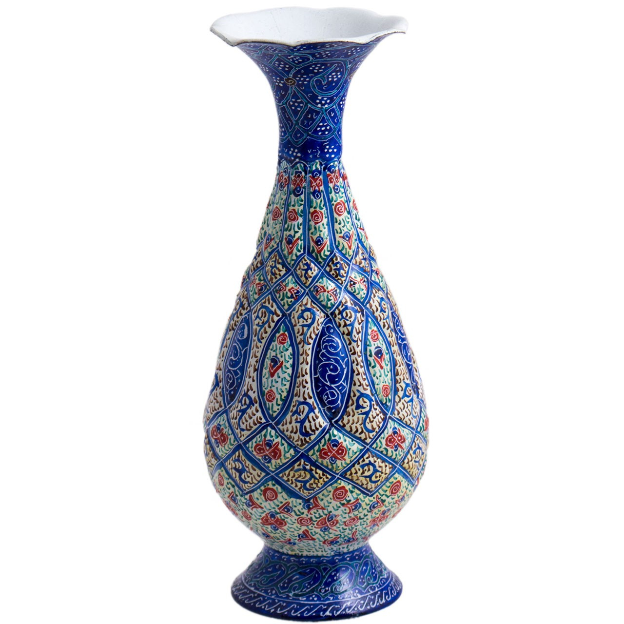 گلدان میناکاری مسی رستا طرح صراحی 130-12-102 ارتفاع 20 سانتی متر