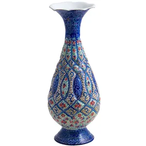 گلدان میناکاری مسی رستا طرح صراحی 130-12-102 ارتفاع 20 سانتی متر