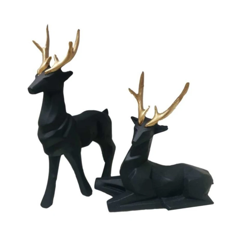 مجسمه مدل گوزن طرح گرافیک انتزاعی مجموعه دو عددی