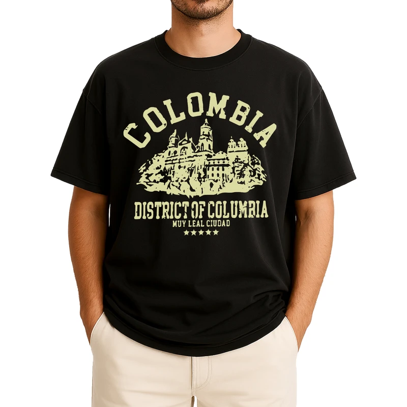 تی‌شرت اورسایز آستین کوتاه مردانه باهرپوش شرق مدل ساده کلاسیک کلمبیا z413