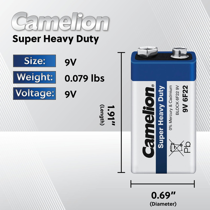 باتری کتابی کملیون مدل Super Heavy Duty 6F22