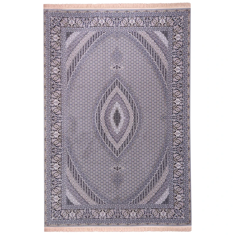 فرش ماشینی زمرد مشهد طرح ماهی زمینه طوسی