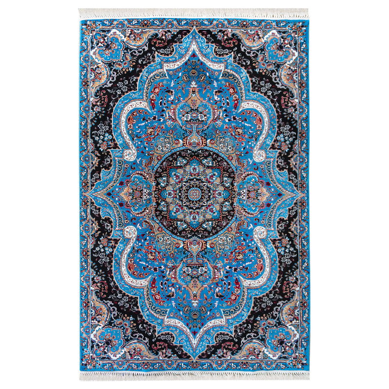 فرش ماشینی دنیای فرش مدل شهیاد کد 144 زمینه آبی 