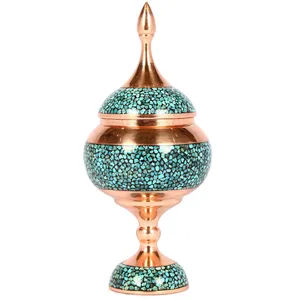شکلات خوری مسی فیروزه کوب گالری گوهران مدل پایه دار  - 1173