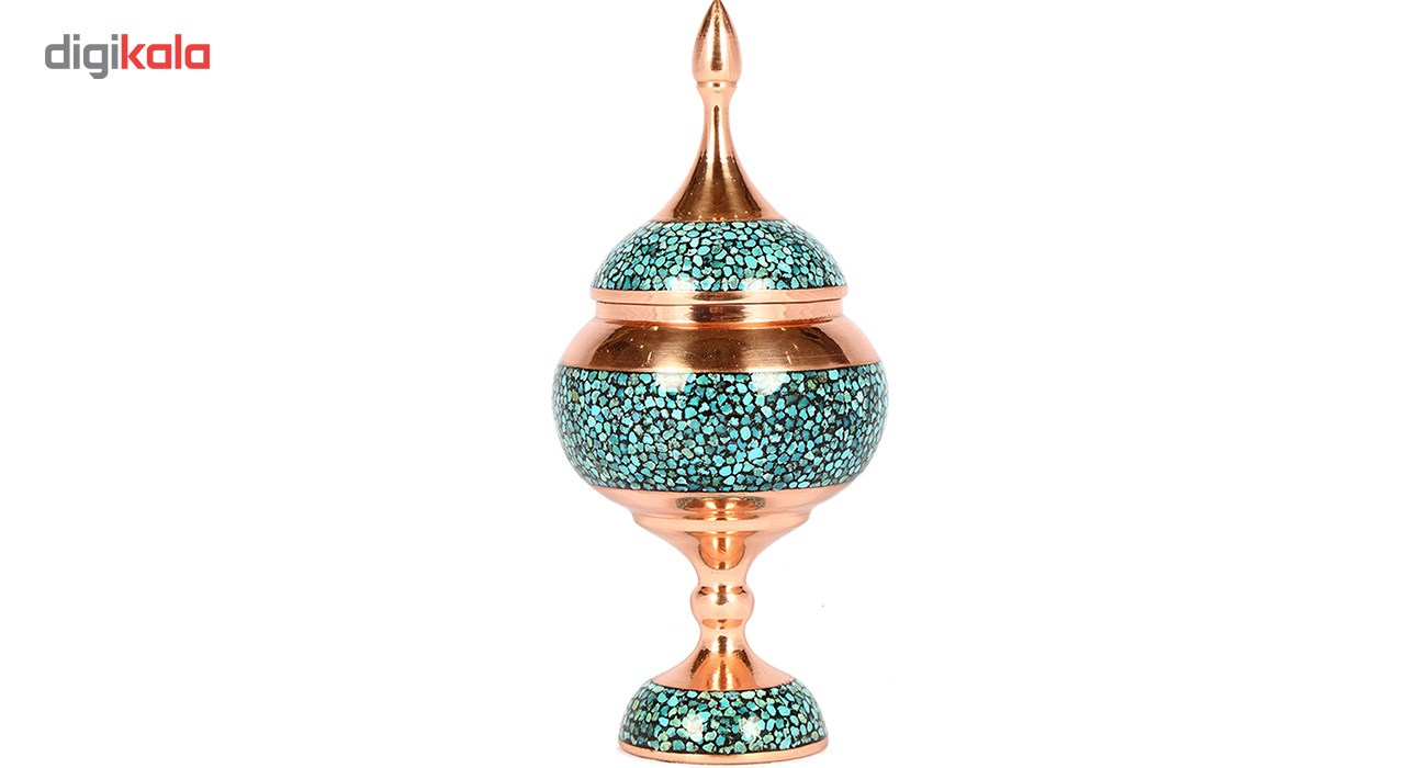 شکلات خوری مسی فیروزه کوب گالری گوهران مدل پایه دار  - 1173