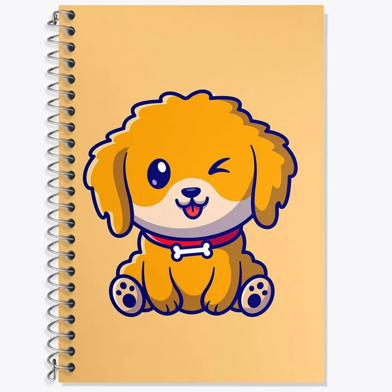 دفتر زبان 50 برگ خندالو مدل سه خط طرح حیوانات بامزه سگ کد 25423