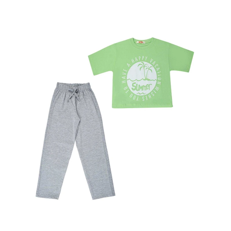 ست تی شرت و شلوار دخترانه مدل MDSS-CH1788