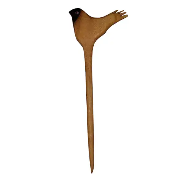 گیره مو زنانه مدل کانزاشی چوبی پرنده
