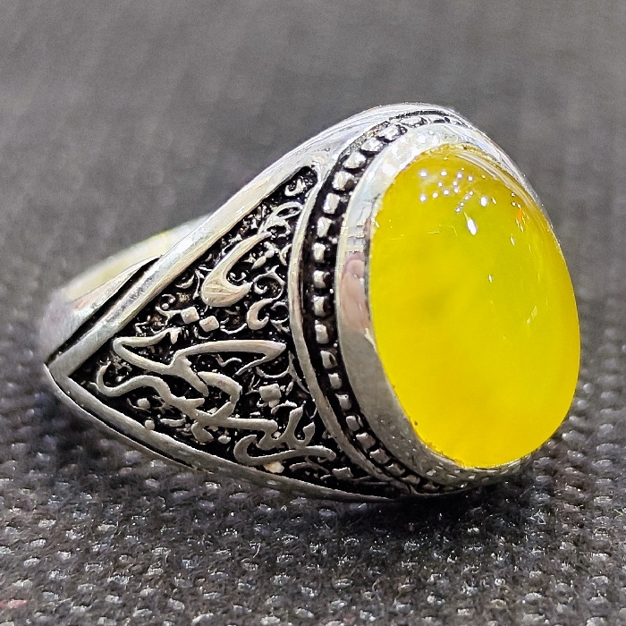 انگشتر نقره مردانه مدل سنگ شرف الشمس طرح یا زینب کبری کد 2330