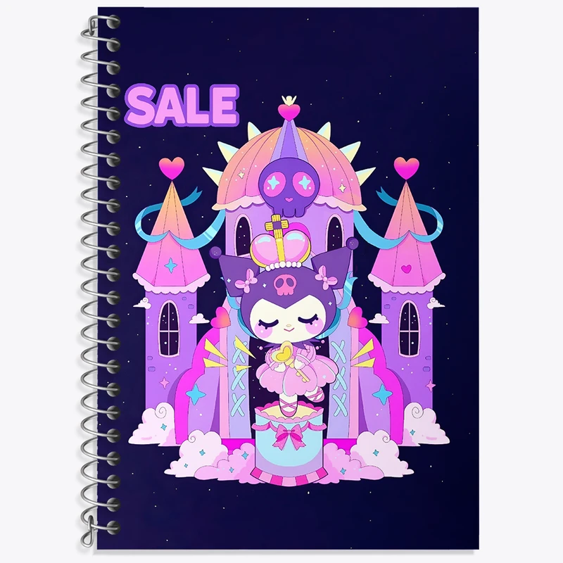 دفتر زبان 50 برگ خندالو مدل دو خط طرح کرومی (Kuromi) کد N4216