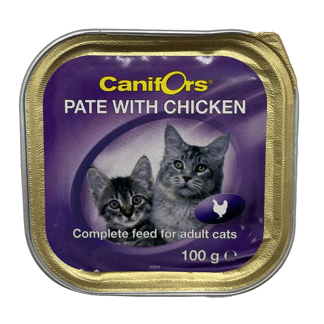 غذای کنسرو گربه کانی فورس مدل pate chicken بارگوپت وزن 100 گرم