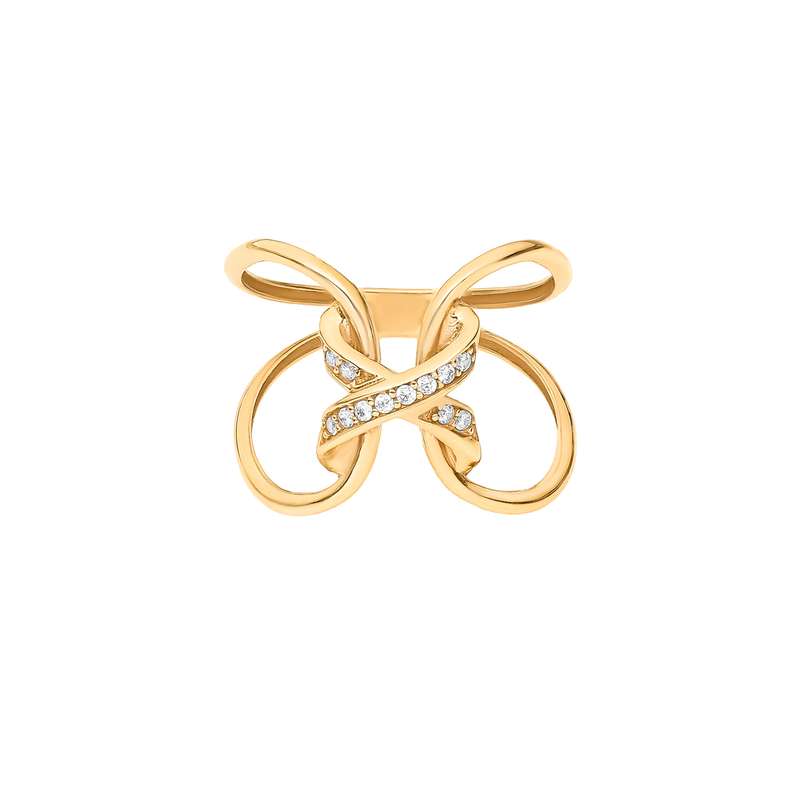 انگشتر طلا 18 عیار زنانه ماوی گالری مدل دو اشک ایکس نگینی