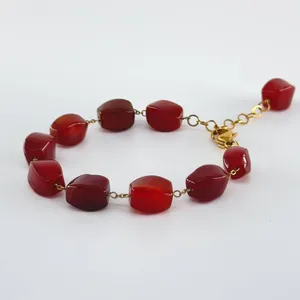 دستبند زنانه مدل سنگ عقیق سرخ کد 1248