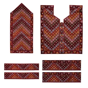 پارچه سوزن دوزی مدل بلوچی آینه کاری Mirror-02 مجموعه 6 عددی