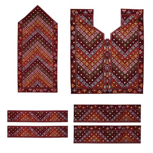 پارچه سوزن دوزی مدل بلوچی آینه کاری Mirror-02 مجموعه 6 عددی