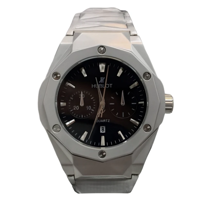 ساعت مچی عقربه‌ای مردانه مدل تک موتوره بند فلزی قفل مخفی کد 4