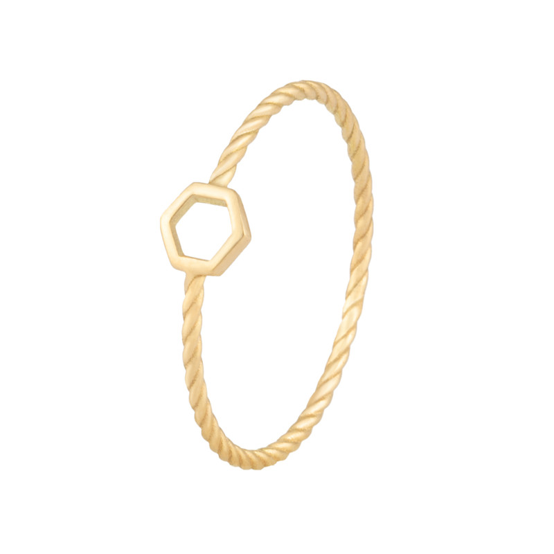 انگشتر طلا 18 عیار زنانه بان گالری مدل طنابی هگزا توخالی