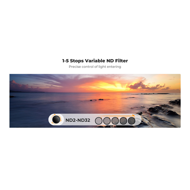 فیلتر لنز کی اند اف مدل B-DIFFUSION1/4 VARIABLE ND2-32(MRC)NO X CROSS SHADOW NANO-X - 67MM