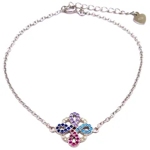 دستبند نقره آی جواهر طرح رز کد 77172D