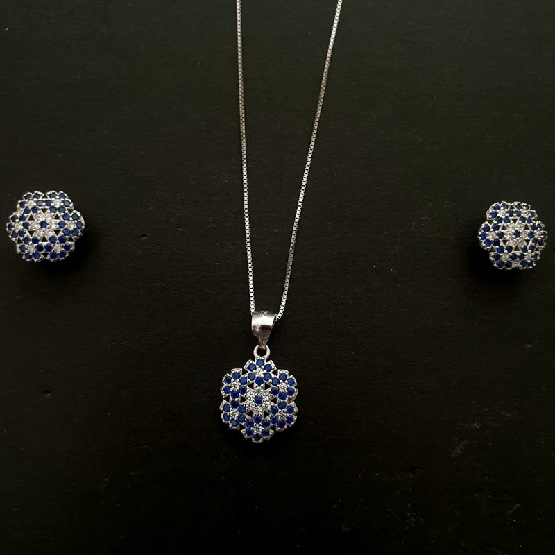 نیم ست نقره زنانه مدل دانه برف کد A375 نیم ست نقره زنانه مدل دانه برف کد A375