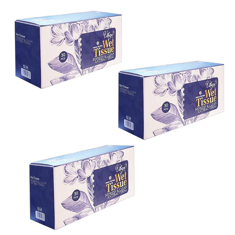 دستمال مرطوب ویهان مدل AntiBacterial سه بسته 30 عددی