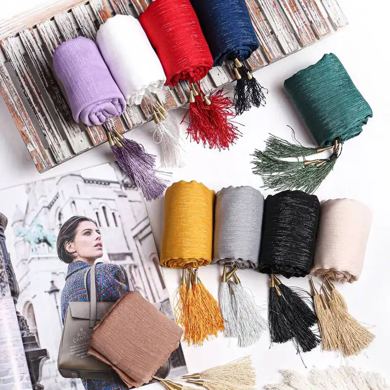 شال زنانه مدل کریشه لمه دار منگوله