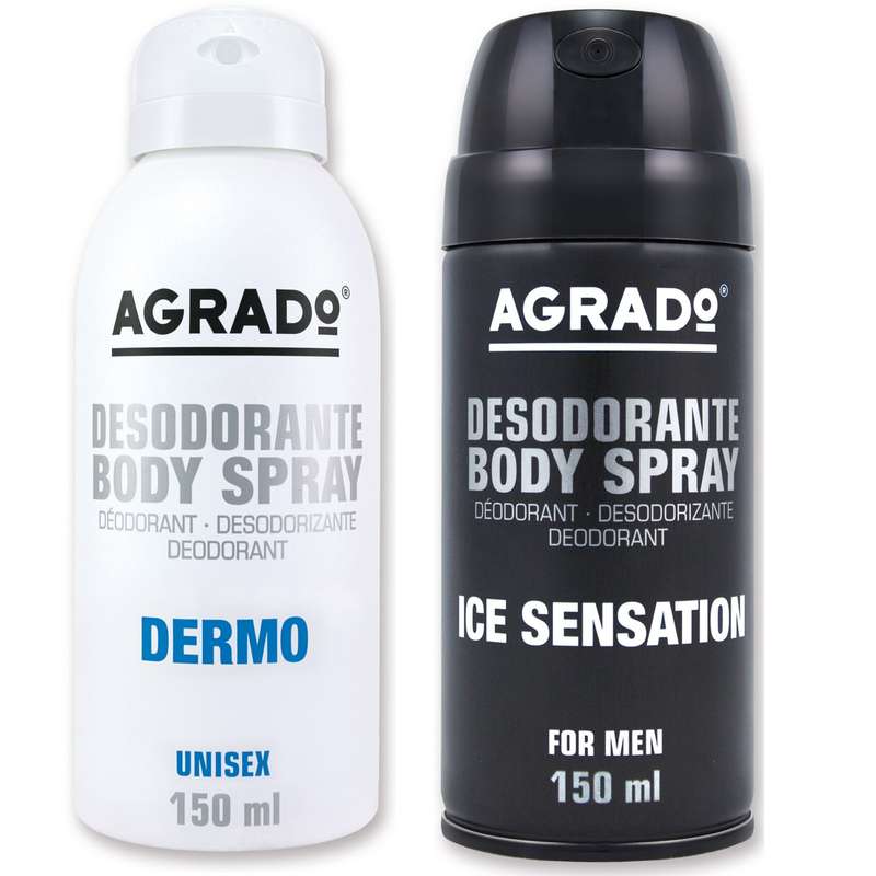 اسپری خوشبو کننده بدن مردانه آگرادو مدل Dermo and Ice بسته دوعددی حجم 150 میلی لیتر اسپری خوشبو کننده بدن مردانه آگرادو مدل Dermo and Ice بسته دوعددی حجم 150 میلی لیتر