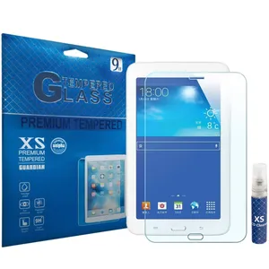 محافظ صفحه نمایش شیشه ای ایکس اس مدل تمپرد مناسب برای تبلت سامسونگ Galaxy Tab 3 Lite 7.0 به همراه اسپری پاک کننده صفحه XS
