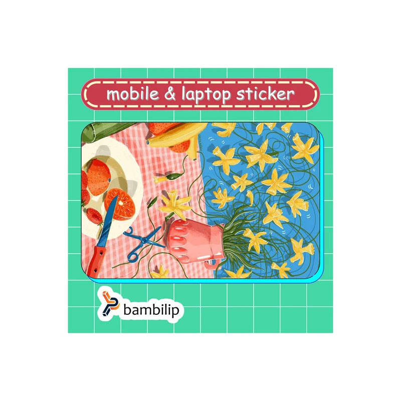 استیکر بامبیلیپ مدل کارت عابر طرح میوه و گلدان گل کد 3799358