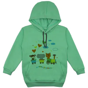 هودی دخترانه مدل قطار حیوانات F22 رنگ سبز