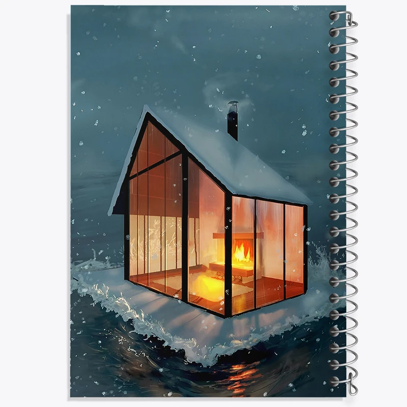 دفتر مشق 100 برگ خندالو طرح کلبه ی برفی روی آب کد F8244