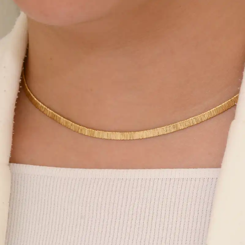 گردنبند طلا 18 عیار زنانه طلای مستجابی مدل نفرتیتی مصری کد 132