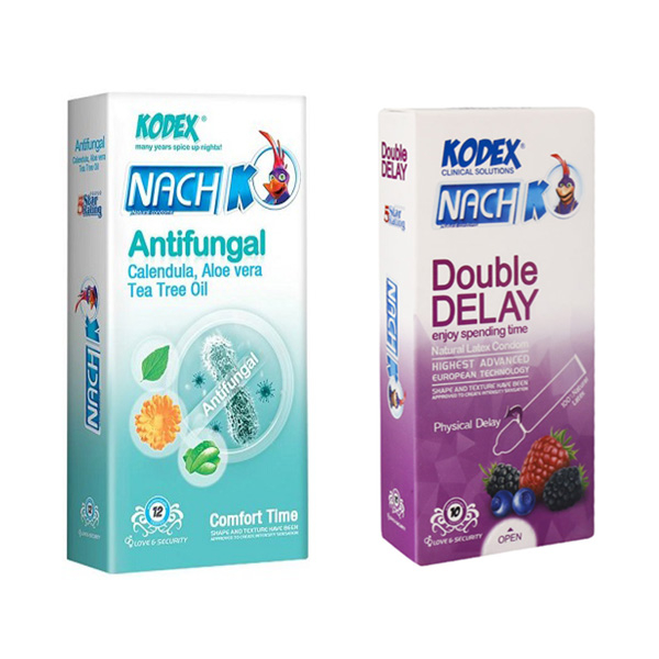 قیمت روز کاندوم تاخیری ناچ کدکس مدل Antifungal  بسته 12 عددی به همراه کاندوم کدکس مدل double بسته 10 عددی خرید
