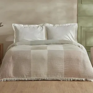روتختی دو نفره کاراجا هوم مدل Cube Bej Pamuk Muslin Pike C.K سایز 240x230 سانتی‌متر