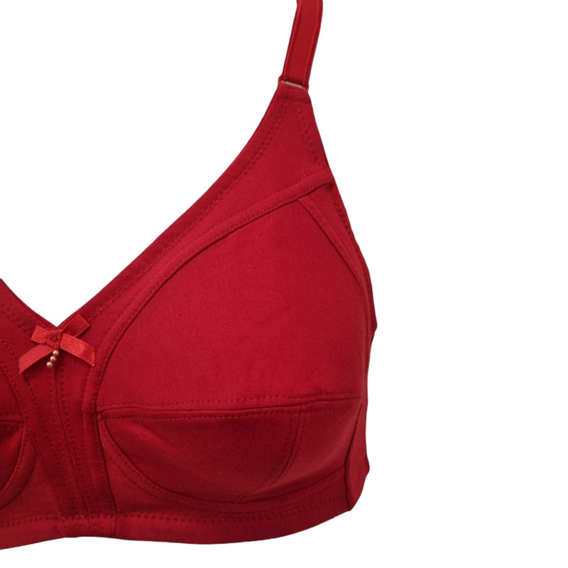 سوتین زنانه پوشینه مدل نخی آنتی باکتریال رنگ قرمز