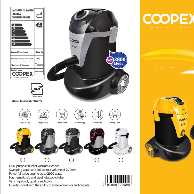 جاروبرقی سطلی کوپکس مدل آب و خاک VCC-3800 جاروبرقی سطلی کوپکس مدل آب و خاک VCC-3800