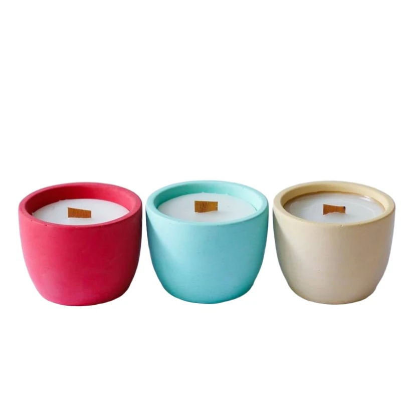 شمع دست ساز مدل بتنی کد K003 مجموعه 3 عددی