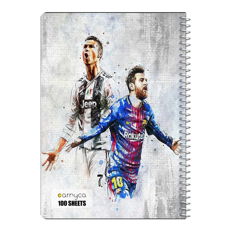 دفتر مشق 100 برگ سیمی کارنیکا طرح رونالدو و مسی Ronaldo & Messi کد 35729