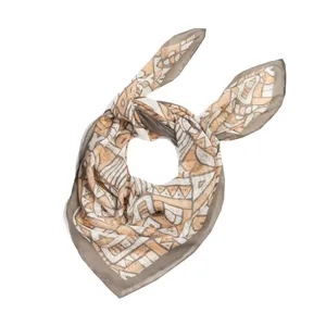 روسری زنانه مدل حریر نخ دستدوز قواره 90 003