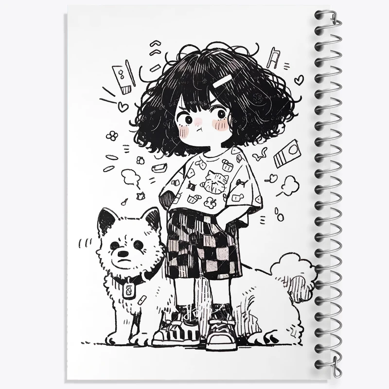 دفتر نقاشی 50 برگ خندالو طرح دختر و سگ کد N3023