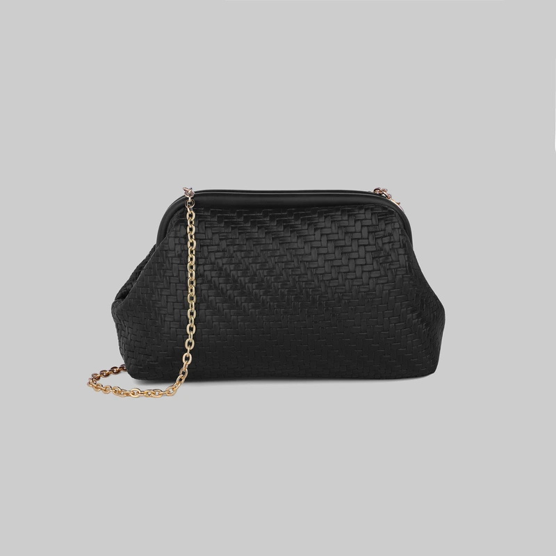 کیف زنانه رودوشی کلاچ چرم مصنوعی بند زنجیری مادامرا مدل 8902714040575