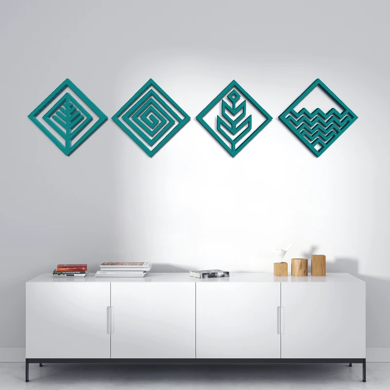  دیوارکوب مدل عناصر چهارگانه طرح لوزی مجموعه 4 عددی