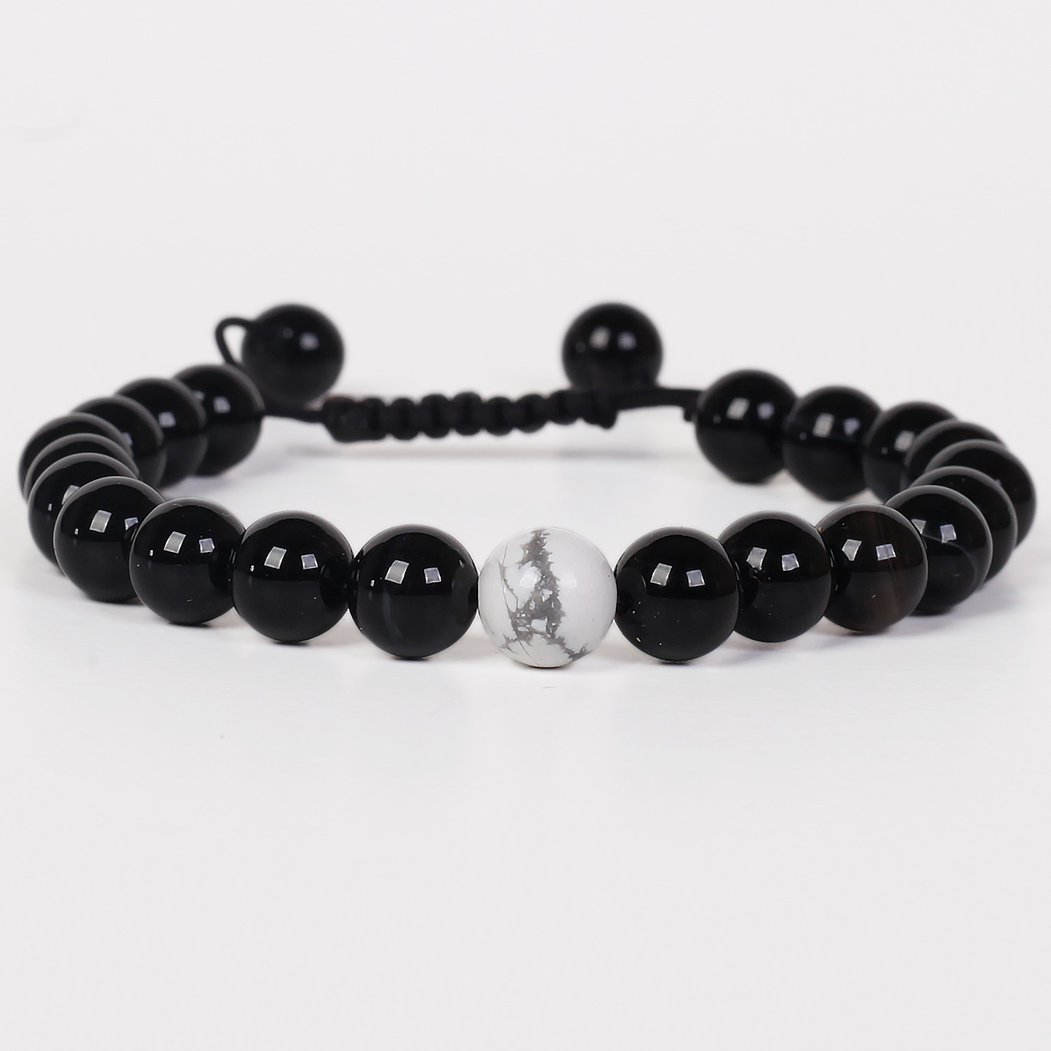 دستبند مردانه مدل سنگ هولیت و عقیق سلیمانی